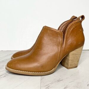 Jeffrey Campbell Rosalee Brown Leather Heeled Bootie 7 1/2